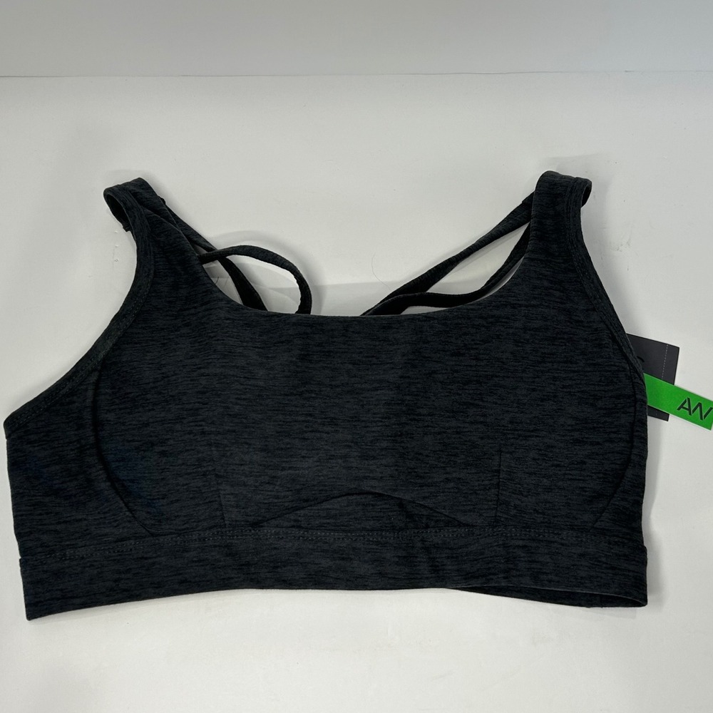 Athletic Works ButterCore Fashion Sports Bra Black Soot Size Medium 8-10 New
